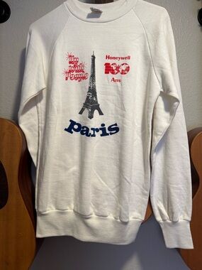 Vintage Paris Eiffel Tower Health Loom Honeywell Graphic Sweatshirt XL RARE